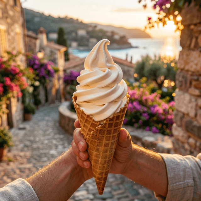Glace à l'italienne maison texture parfaite spirale sur cornet