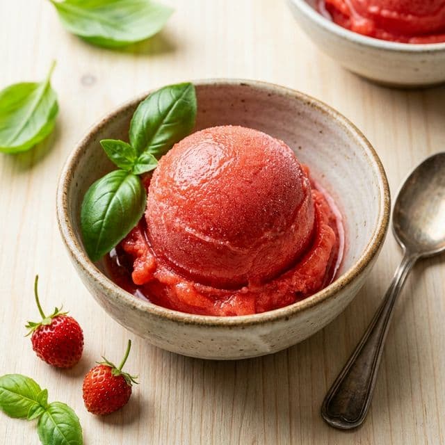 Sorbet Fraise Basilic Maison