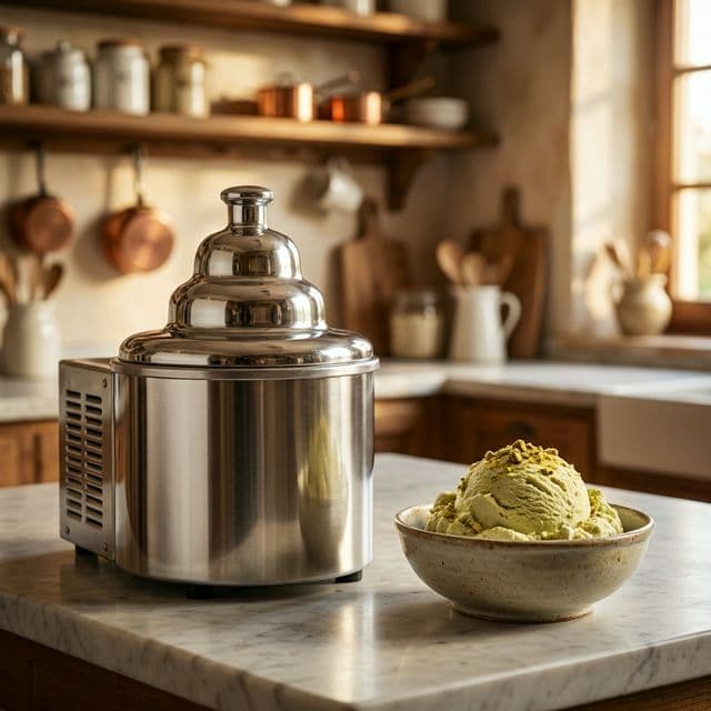 Sorbetière professionnelle en inox avec glace onctueuse